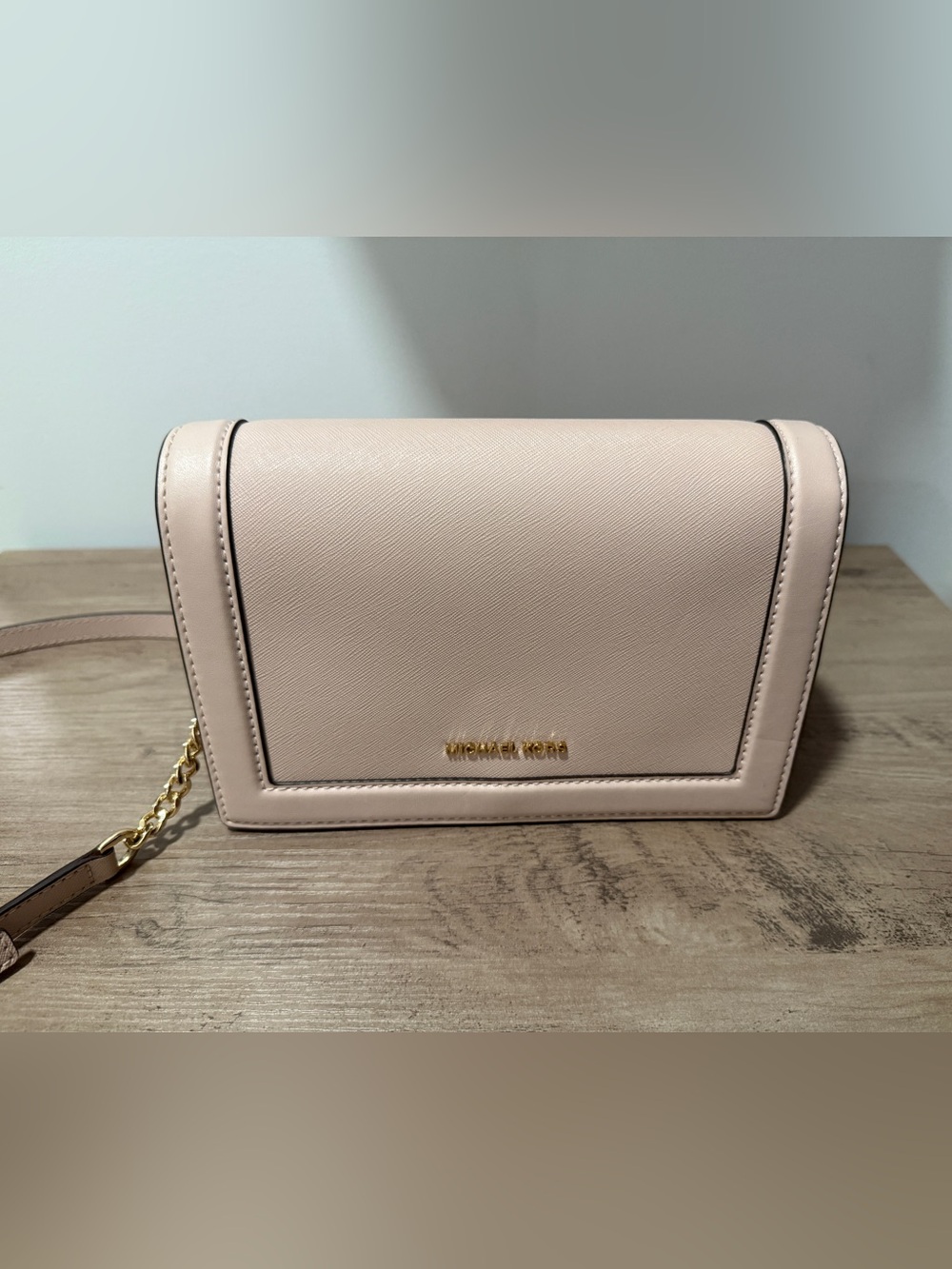 Michael Kors Pale Pink Saffiano Leather Chain Crossbody - Picture 6 of 14